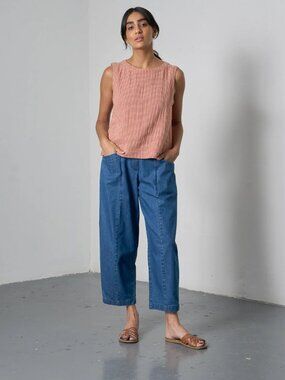 Bibico Lorren Cotton Denim Barrel Leg Trousers XS Blue